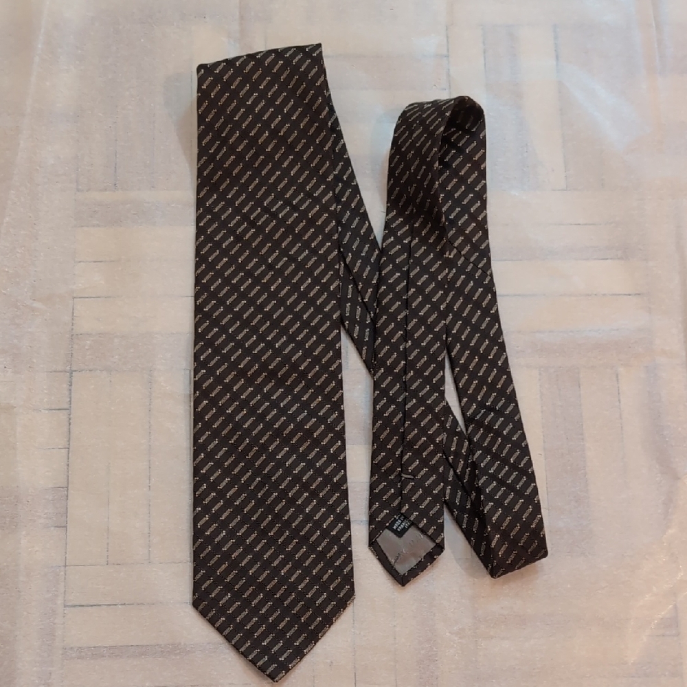 Armani Collezioni Brown and Gold Silk Patterned Tie